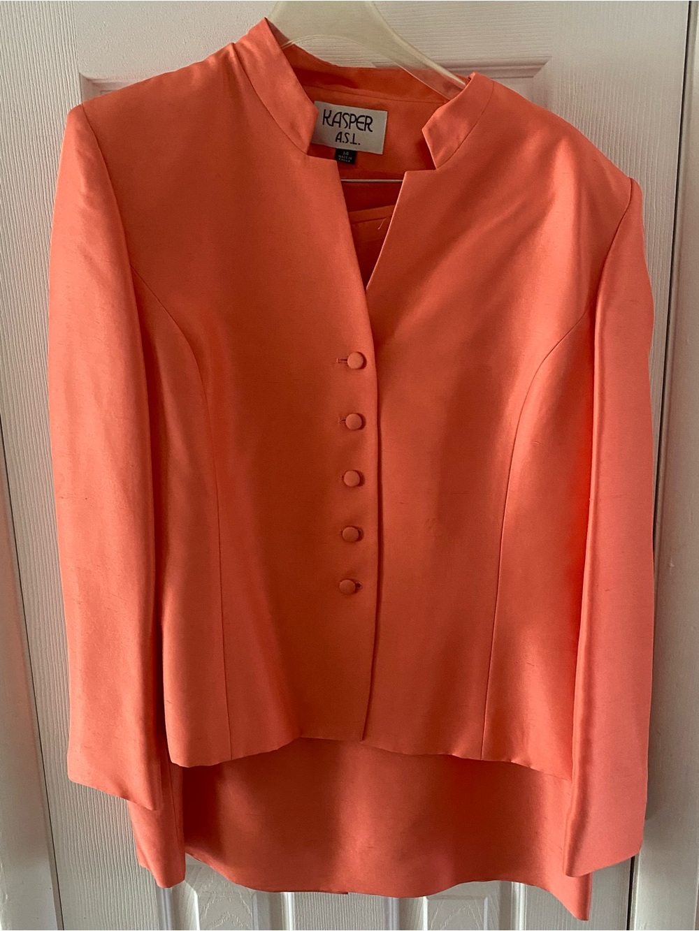 Kasper Coral Pink Button-Front Tailored Suit